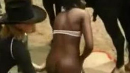 Негритянка сосет у коня и ебется в вагину